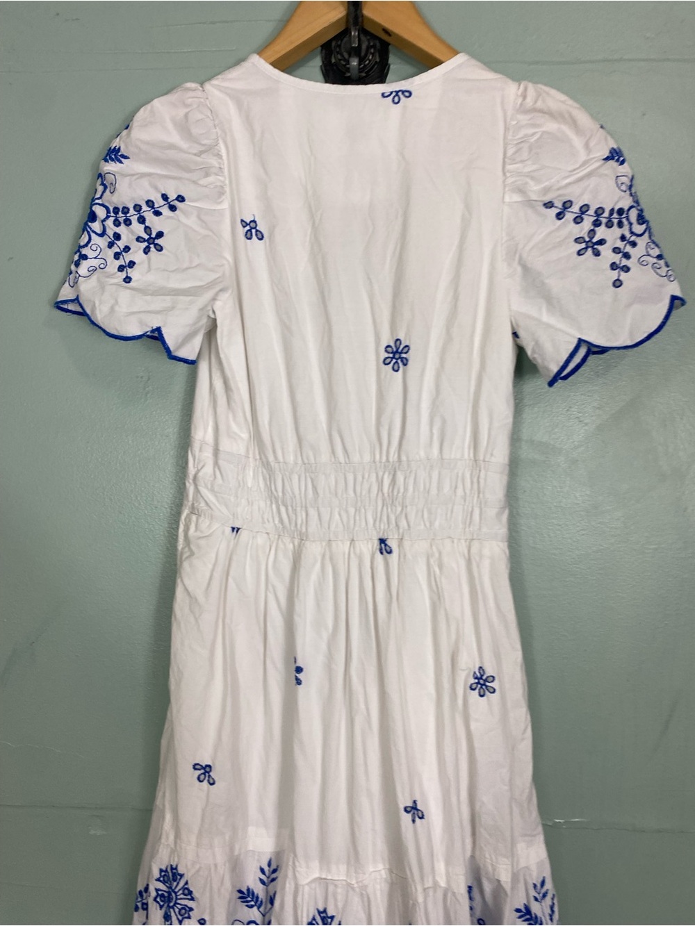 Anthropologie Somerset Embroidered Blue White Maxi Sundress XS - Picture 9 of 9